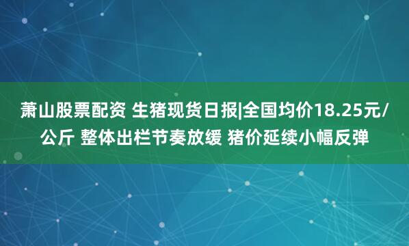 萧山股票配资 生猪现货日报|全国均价18.25元/公斤 整体出栏节奏放缓 猪价延续小幅反弹